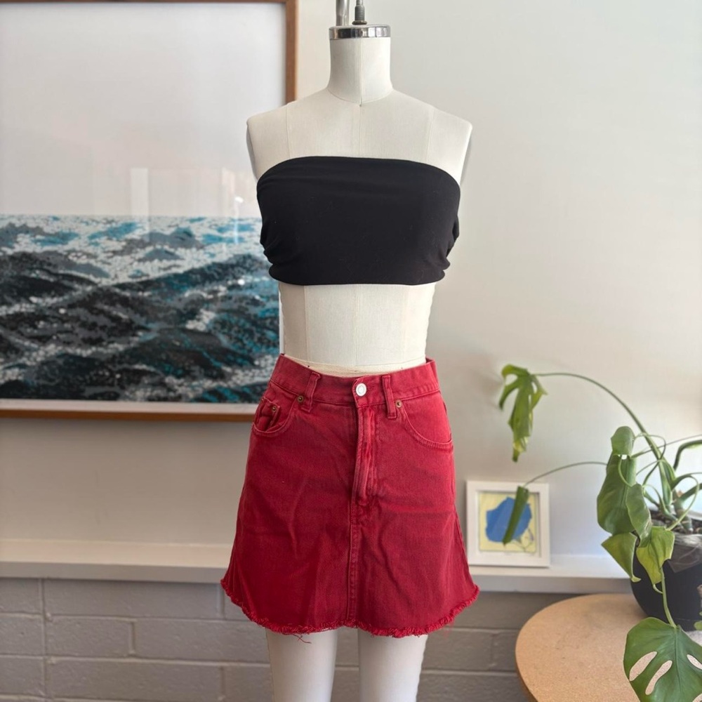 Brandy Melville Red Denim Skirt